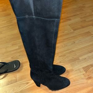 Aldo knee high sued boots with rubber sole size 9
